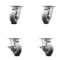 Service Caster 5 Inch Kingpinless Thermoplastic Rubber Wheel Swivel Caster Set with 2 Brakes SCC-KP30S520-TPRRD-2-SLB-2 - alternate 1